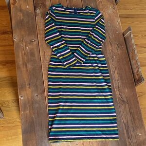 J. Crew Navy Multicolor Striped Long Sleeve Dress -Never Worn